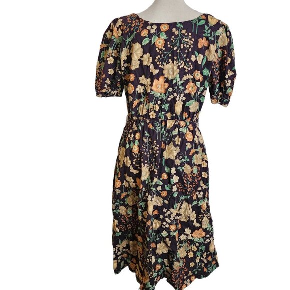 Vintage Women Paganne B Altman & Co Dress Floral Black Retro - Picture 2 of 9
